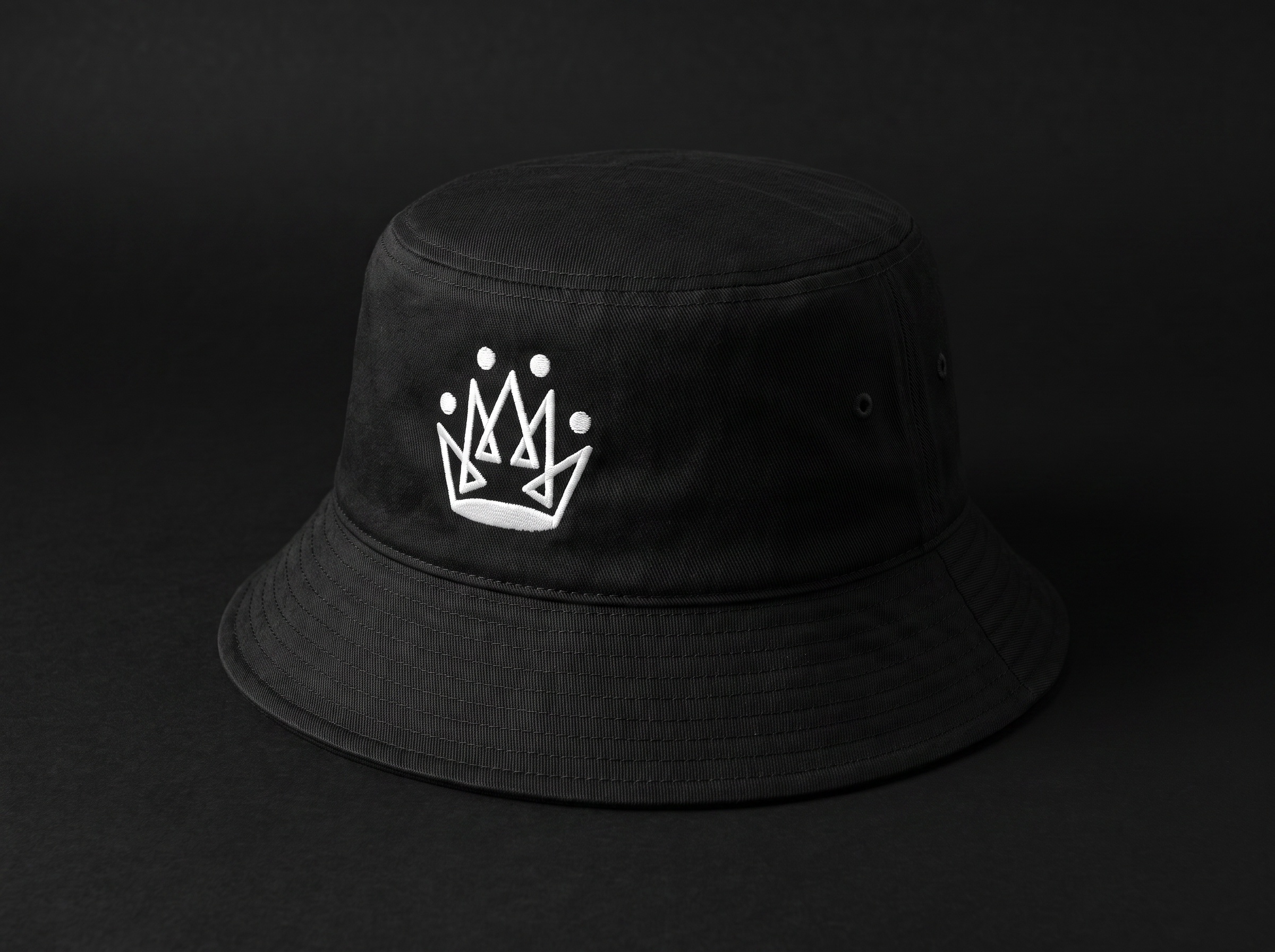 Originals matte-black bucket hat with embroidered white crown