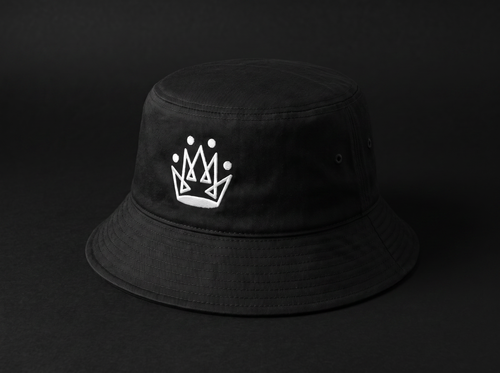 Originals matte-black bucket hat with embroidered white crown