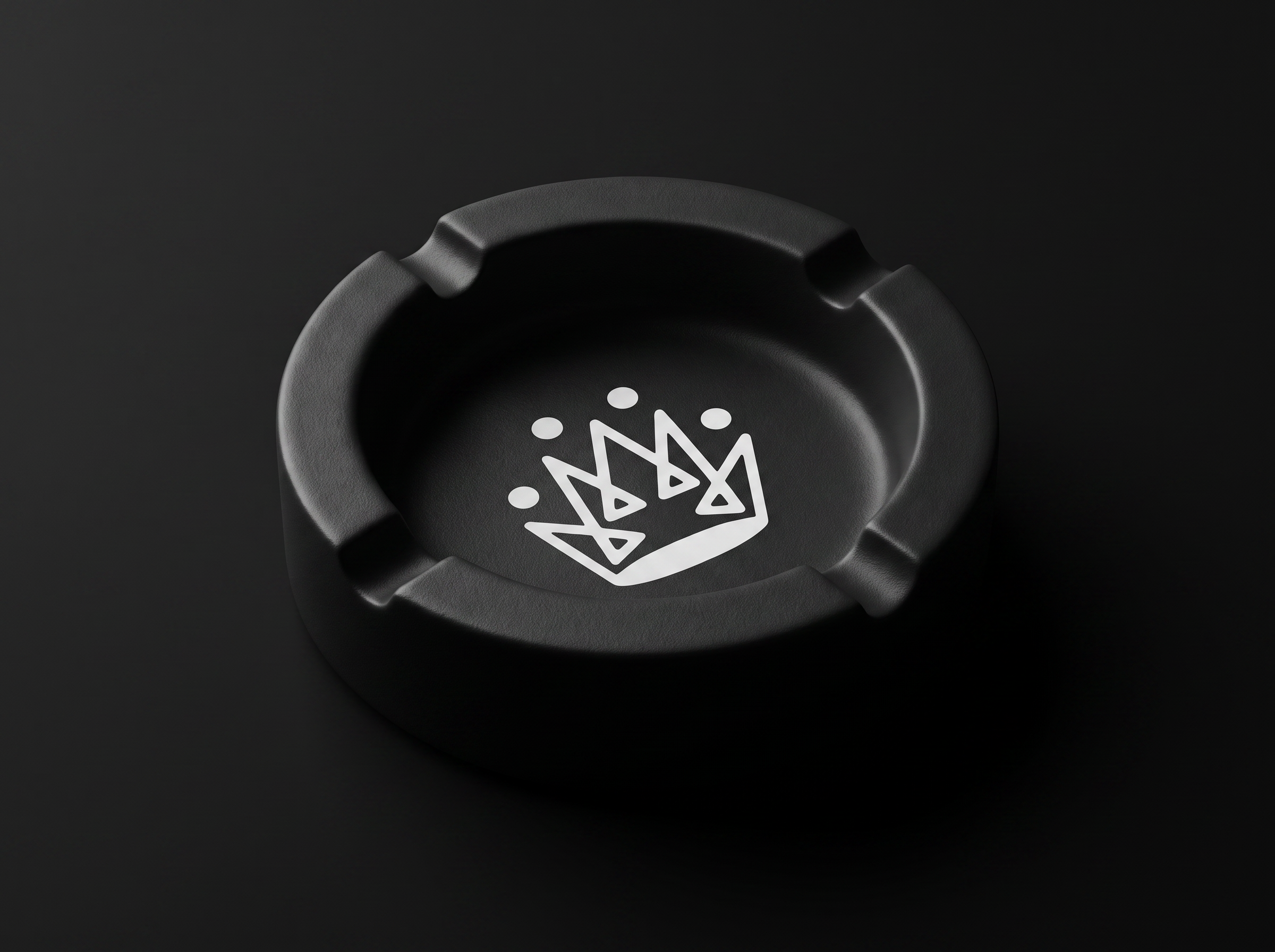 Originals matte-black ceramic ashtray with embossed white crown