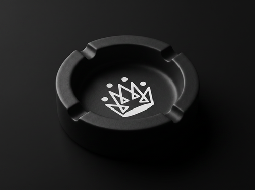 Originals matte-black ceramic ashtray with embossed white crown
