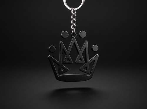 Originals brushed metal keychain with laser-etched white crown