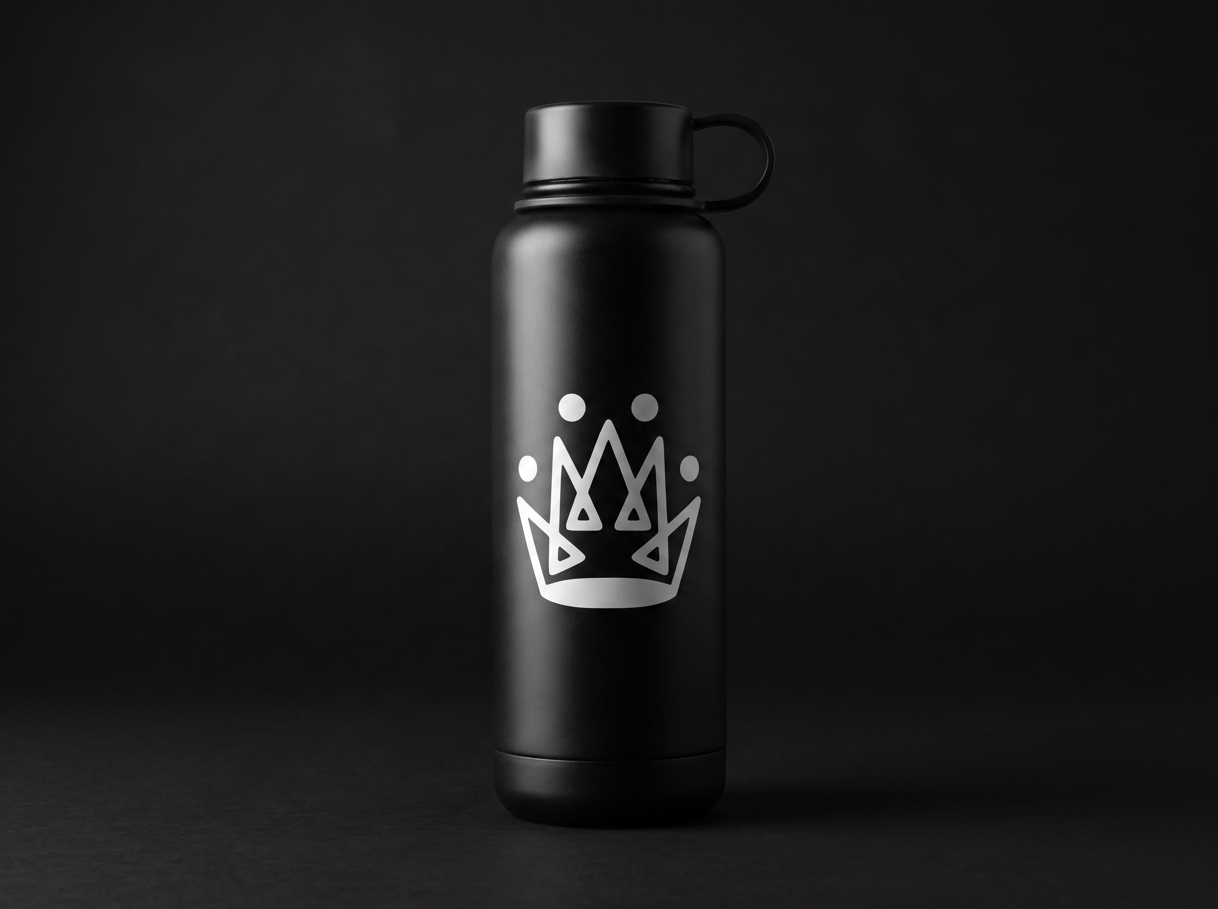 Originals matte-black insulated stainless water bottle with laser-etched white crown