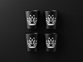 Set of matte-black shot glasses with white ORIGINALS crown