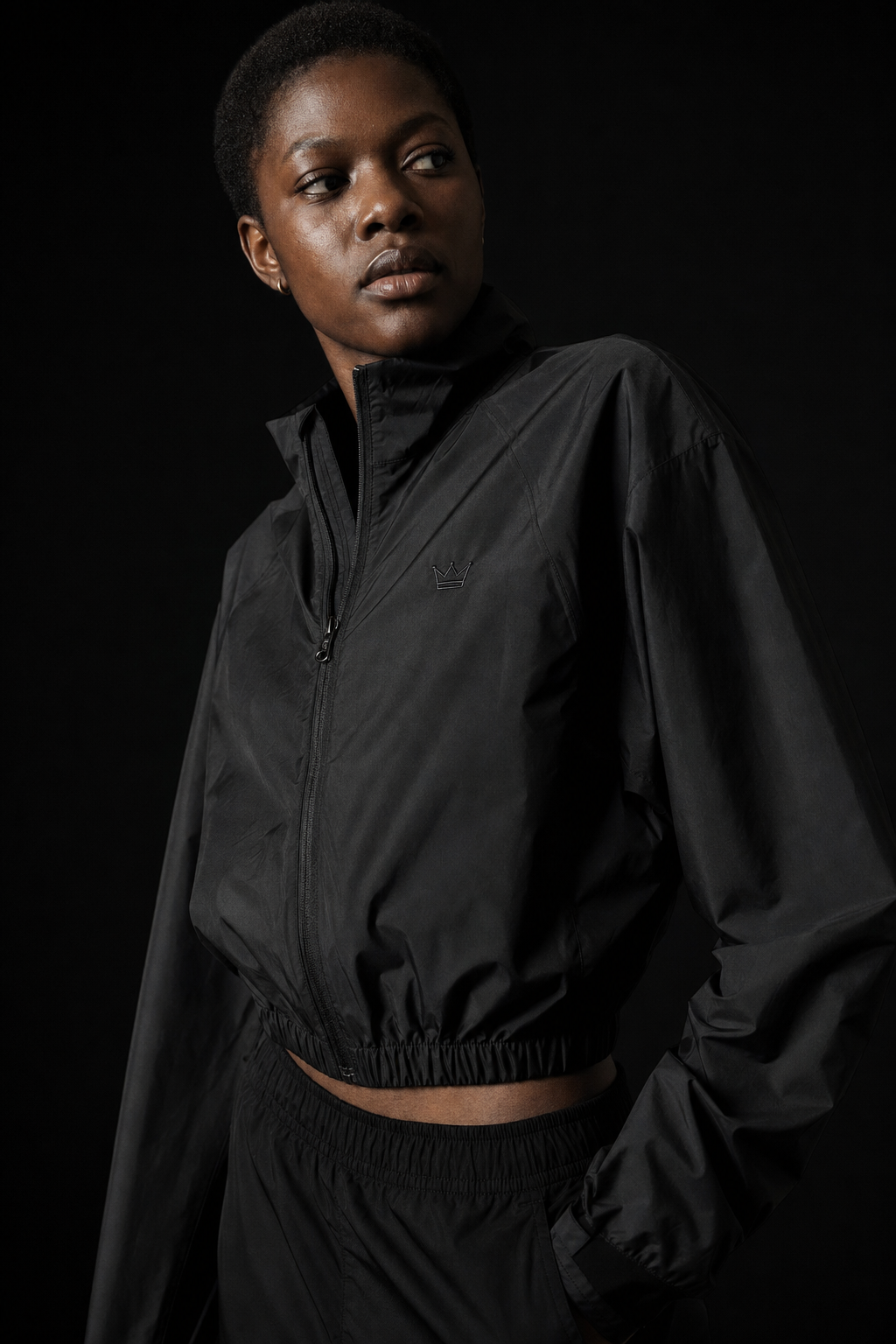 Model wearing Originals cropped technical windbreaker jacket