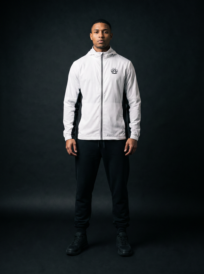 Ultra Jacket — White with tonal crown embroidery — front view